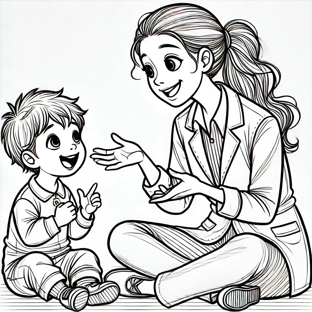 Child interacting with caretaker